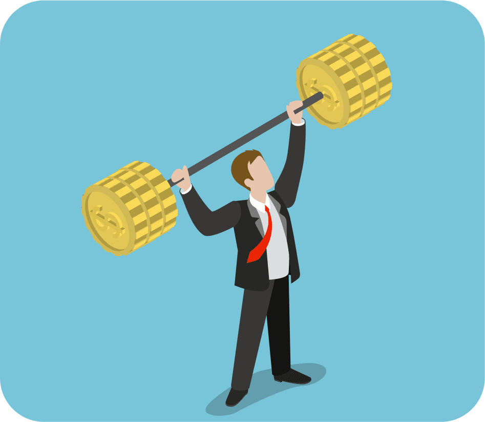 Businessman lifting weights illustration