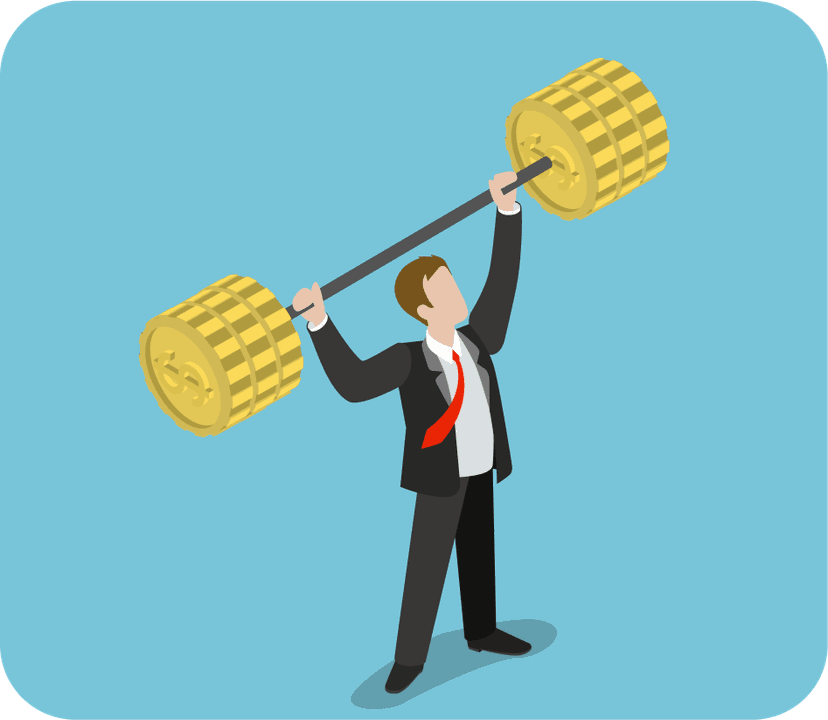 Businessman lifting weights illustration
